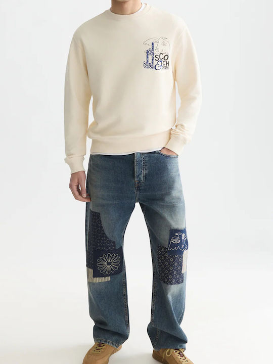 Front Back Artwork Beige Sweatshirt