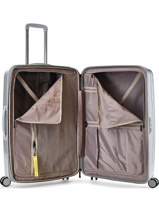 Ciak Roncato Large Hard Silver Travel Suitcase Height 74cm