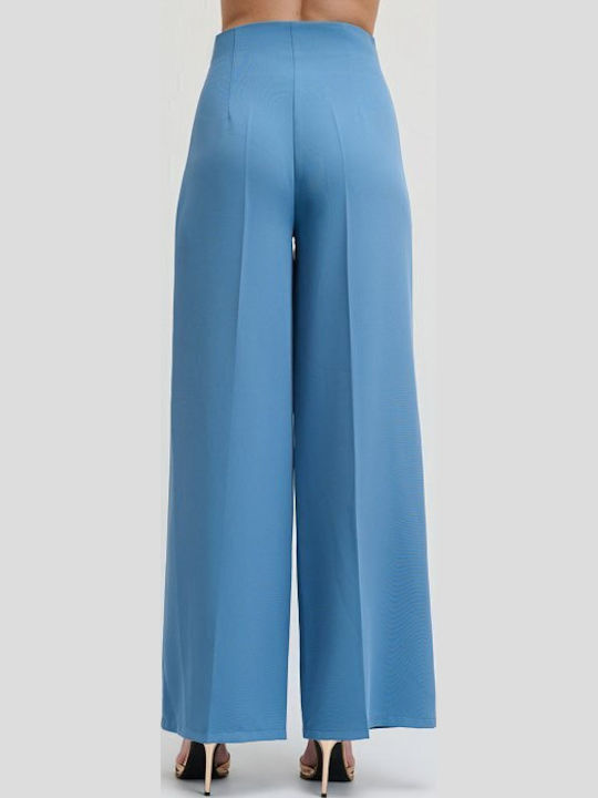 Pantaloni Dama Cu Talie Înaltă Din Satin, Croi Wide, Negru
