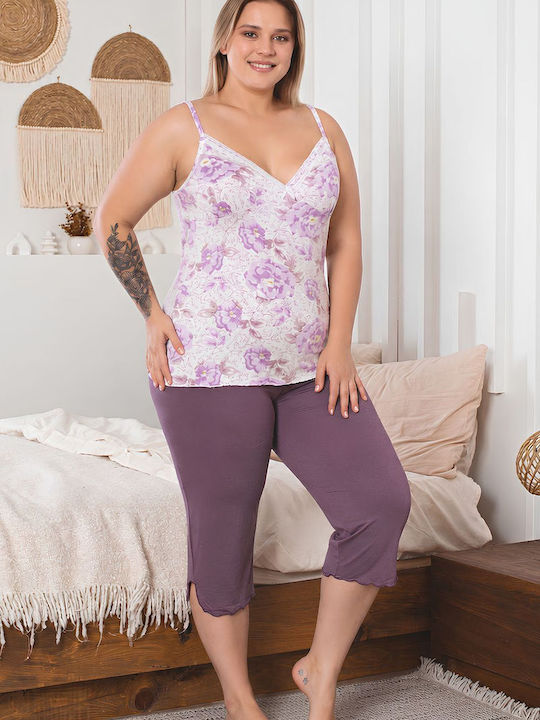Asel Set Pijamale Dama Bumbac Multicolor Vară