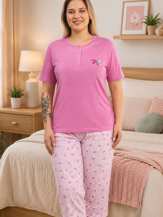 Asel Summer Women's Pyjama Set Cotton Pink