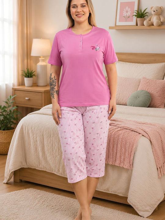 Asel Summer Women's Pyjama Set Cotton Pink