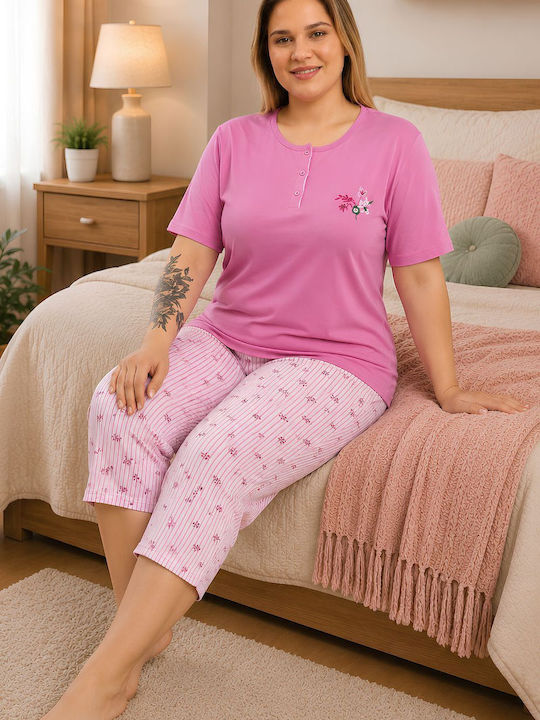 Asel Summer Women's Pyjama Set Cotton Pink