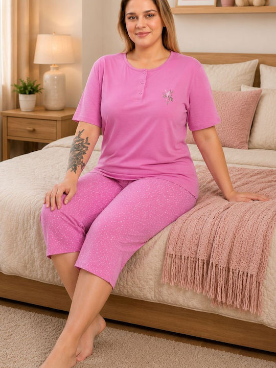 Asel Summer Women's Pyjama Set Cotton Pink