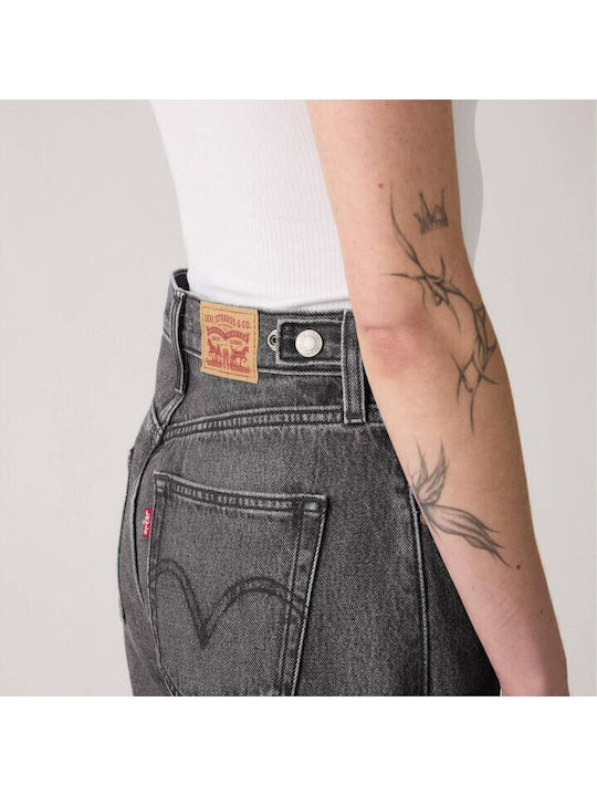 Cinch Barrel High Rise Women's Jean Pants in Loose Fit Grey
