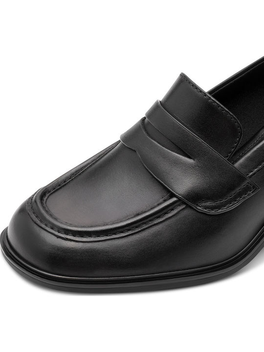 Damenturnschuhe Leder Loafer mit Absatz Schwarz