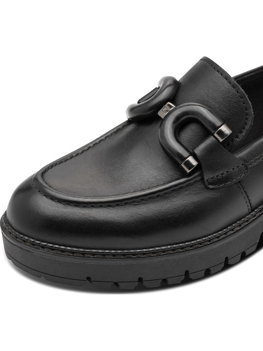 Damen Mokassins Aus Leder In Schwarz Farbe
