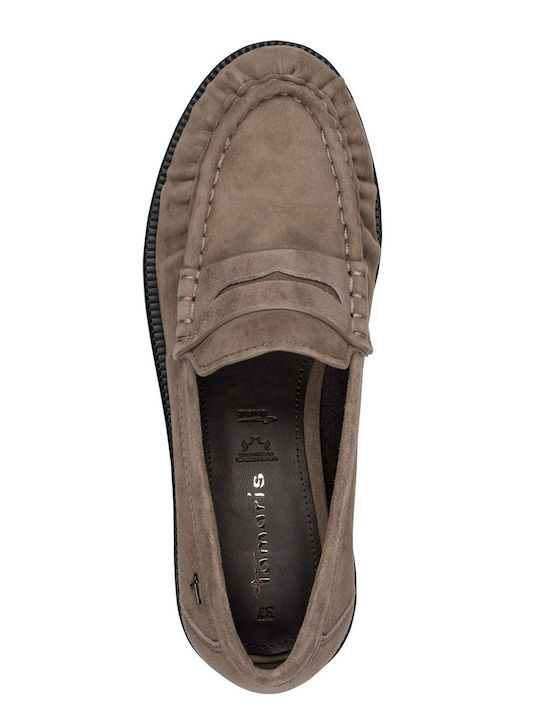 Δερμάτινα Γυναικεία Loafers σε Μπεζ Χρώμα
