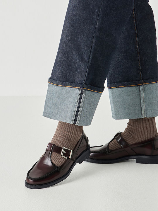 Women's Loafers In Burgundy Colour