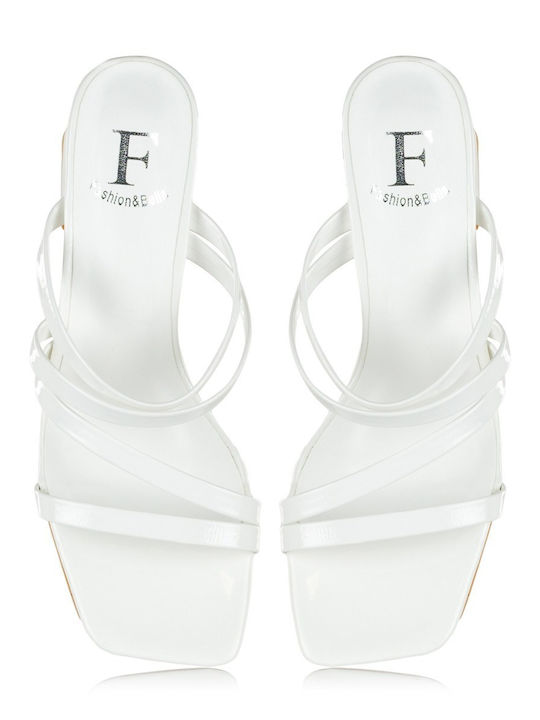 Mules With Thin Heel In White Colour