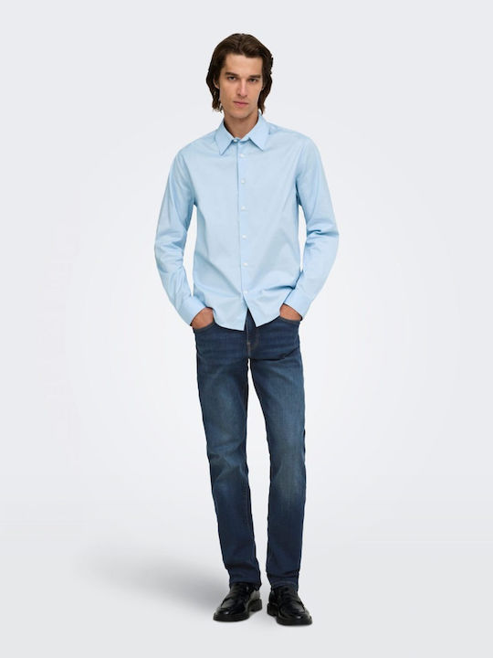 Pantalon De Blugi Elastic Regular Straight Fit Albastru Pentru Bărbați