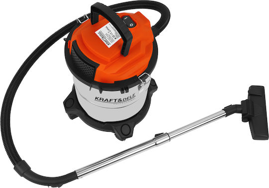 Kraft & Dele Aspirator Umed-Uscat 1600W cu Recipient Inoxidabil 20lt Gri