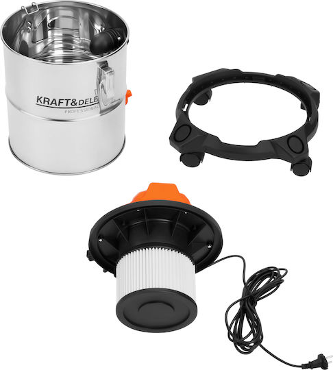 Kraft & Dele Aspirator Umed-Uscat 1600W cu Recipient Inoxidabil 20lt Gri