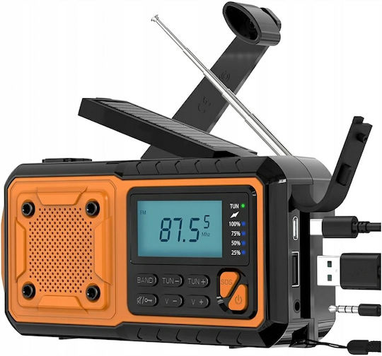 Portable Solar Radio with USB Orange