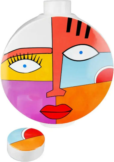 Gilde Vase Keramik Grafic Face Mehrfarbig F24xH29,5cm