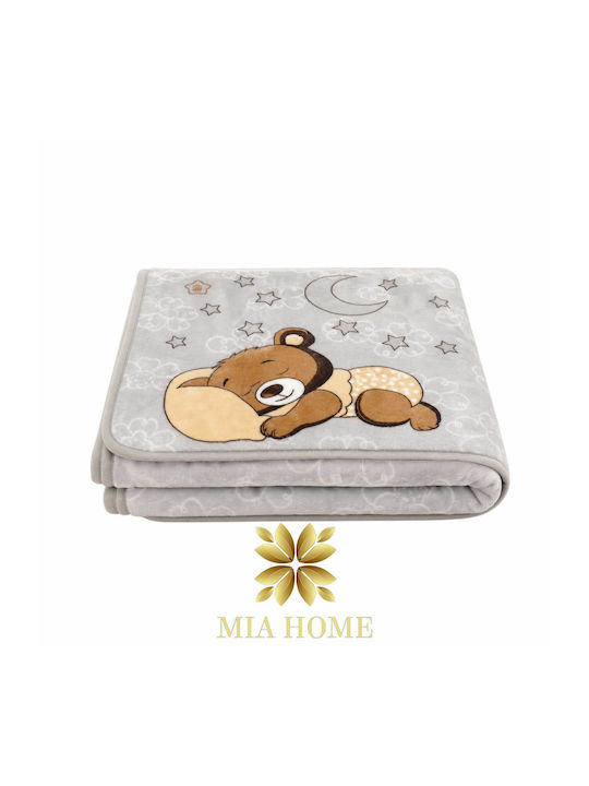 Mia Home Babydecke Wickeltücher für Kinderzimmer Samt Grau 80x110cm