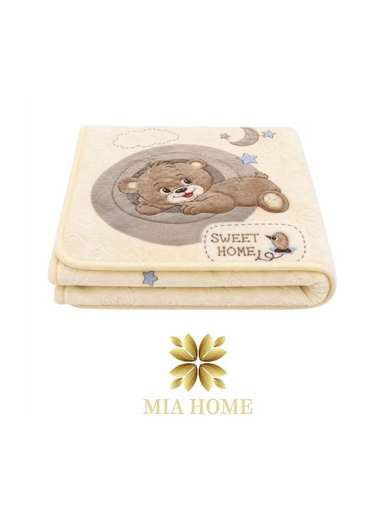 Mia Home Babydecke Kinderbett Samt Beigefarbe 110x140cm