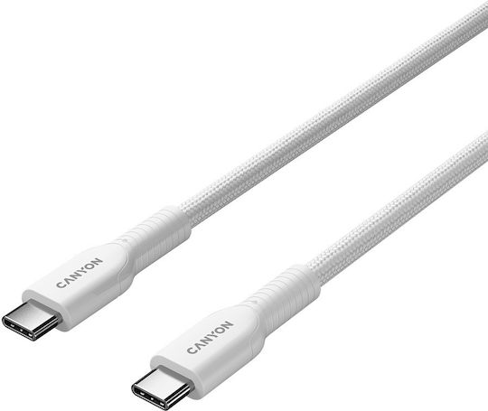 Canyon Braided USB 2.0 Cable USB-C Male - USB-C 60W PD White 1m