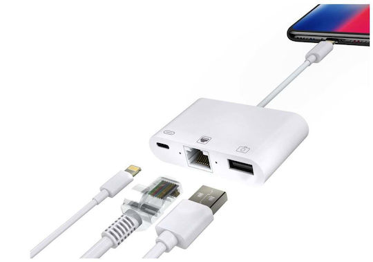 Microconnect Lightning Docking Station με PD Ethernet Λευκό (LIGHT-HUB2)