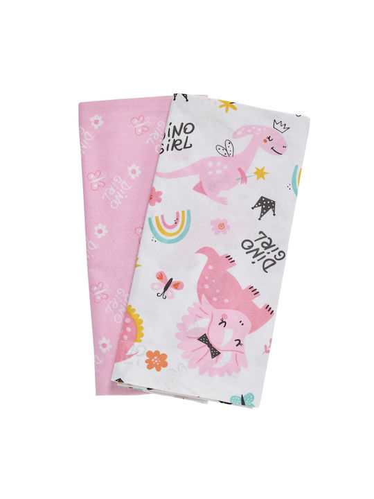Das Home Dino Girl Baby Sheets Set Cradle Cotton Pink 70x120cm 2pcs