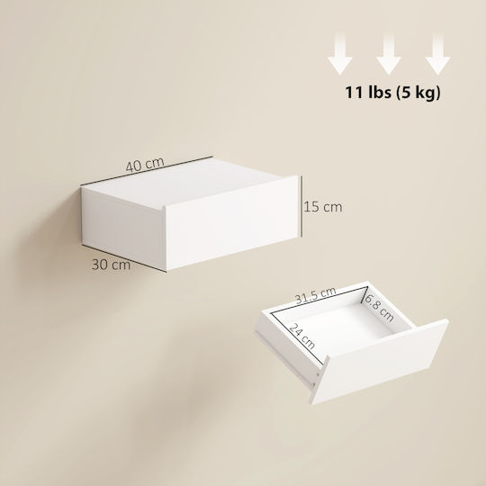 Κομοδίνα Ξύλινα Λευκά 2τμχ 40x30x15cm