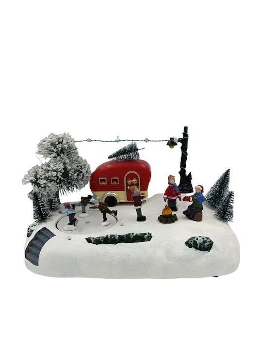 Christmas Illuminated Decorative Village Brown Battery with Music 26.5x16x14cm