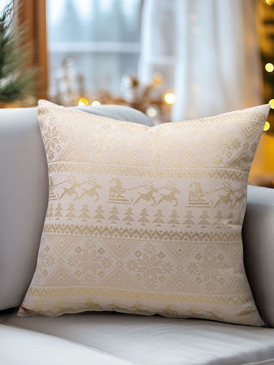 Beauty Home Față de Pernă Jacquard Tradițională Aurii Cu Modele 45 X 45 Cm