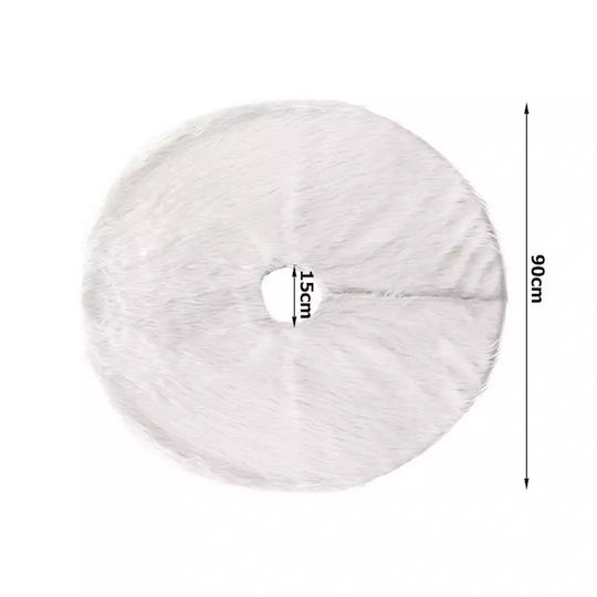 Covoraș de Crăciun Alb cu Textură de Blană Φ90 cm