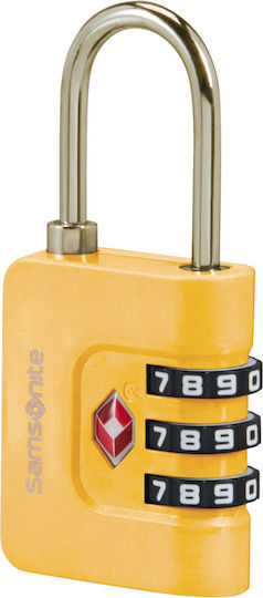 Samsonite 3dial Steel Padlock Brass Combination with TSA Certification 32mm Yellow 1pcs