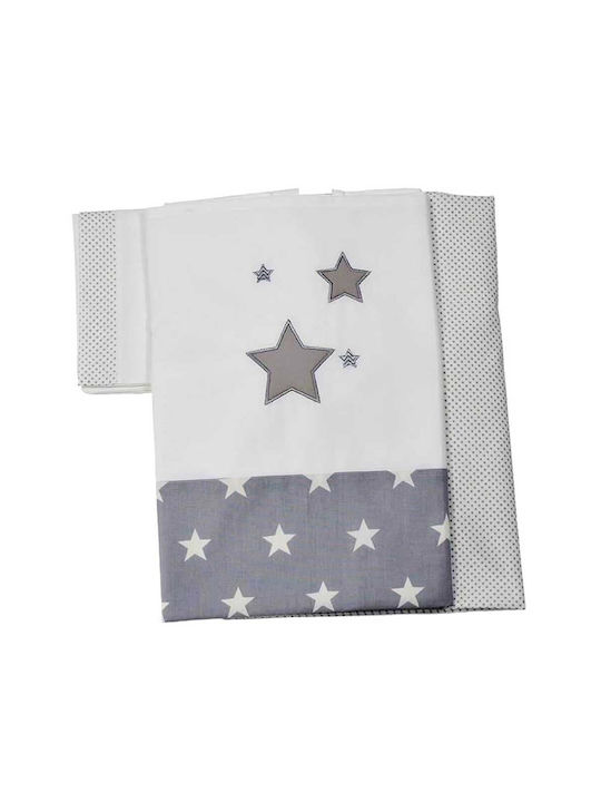 Bebe Stars Baby Bettlaken mit Angepasst Sterne Grau 110x160cm