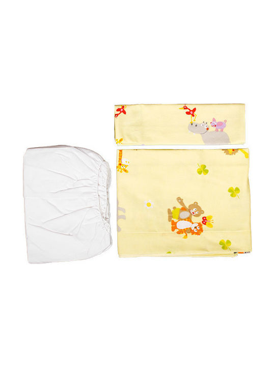 Mother Baby Baby Sheets Set Crib Flannel Fitted Yellow 70x140cm 3pcs