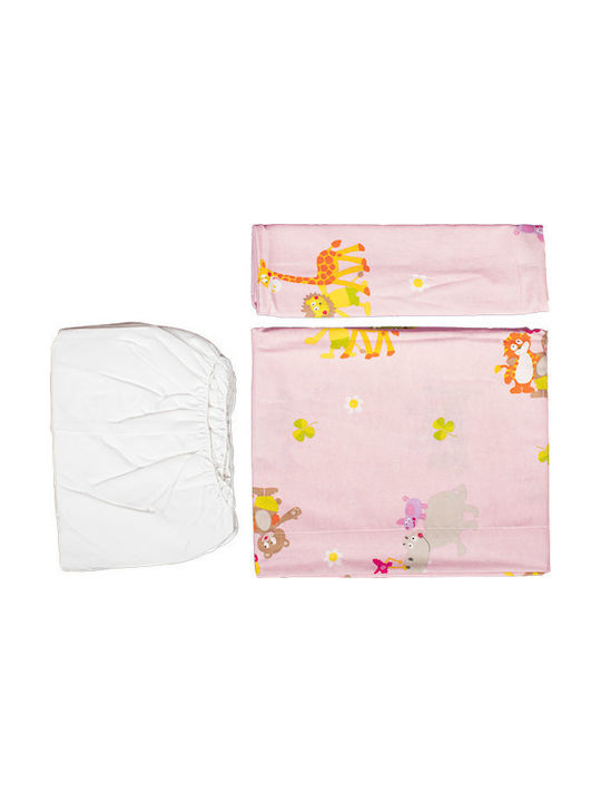 Mother Baby Baby Sheets Set Crib Flannel Fitted Pink 70x140cm 3pcs