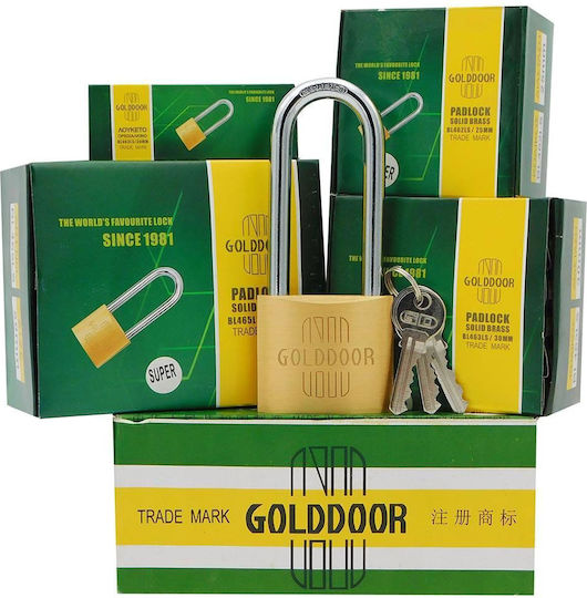 Golddoor Brass Padlock Lengthened with Key 40mm