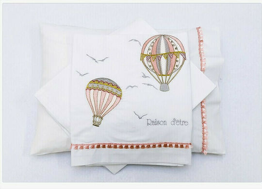 Raison D' Etre Set Lenjerie De Patut Bebe Balon Cu Aer Cald Roz 120x160cm