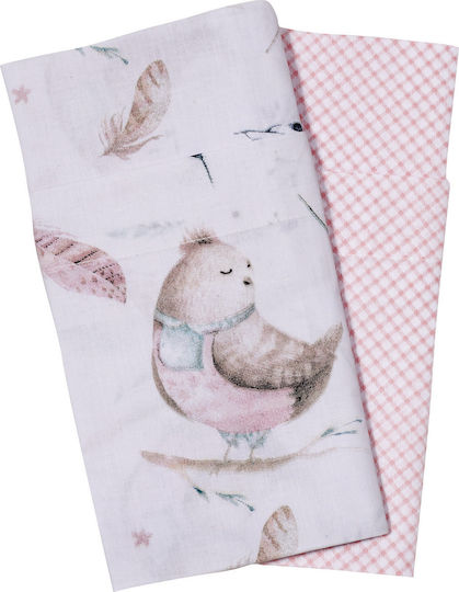 Das Home Baby Fun Комплект Бебешки Чаршафи За Количка Памучни Розов 70x120бр 2бр
