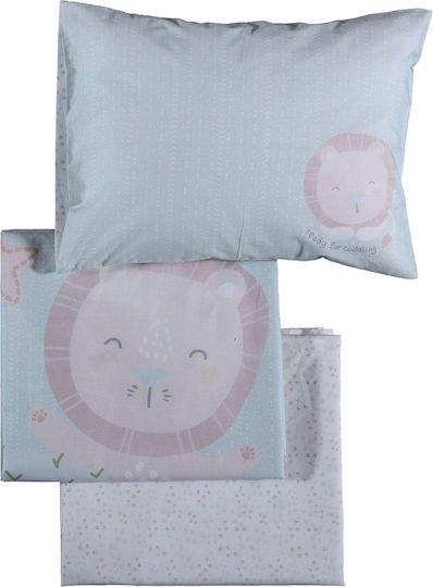 Nef-Nef Homeware Set Cuddling Lion Light Blue 120x170cm Baby Sheets