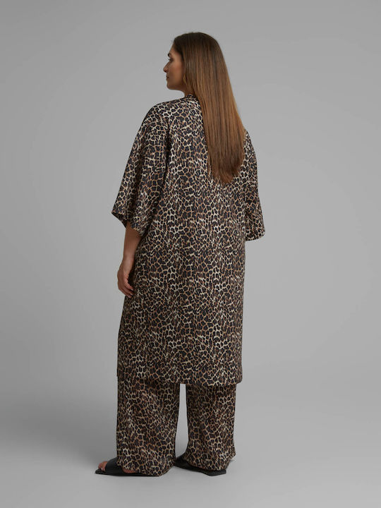 Μακριά Γυναικεία Ζακέτα Leopard Print