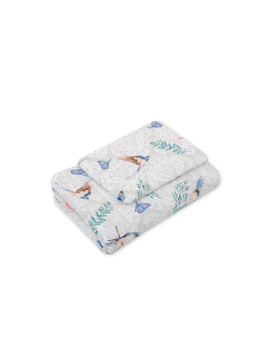 Bobono Baby Sheets Set Cradle Cotton Blue 75x100cm 2pcs