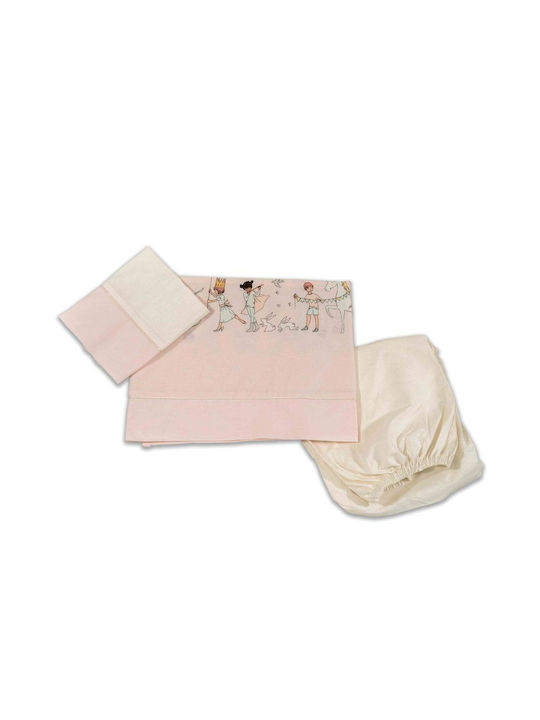 abo Masal Baby Sheets Set Crib Cotton Fitted Pink 70x140cm 3pcs