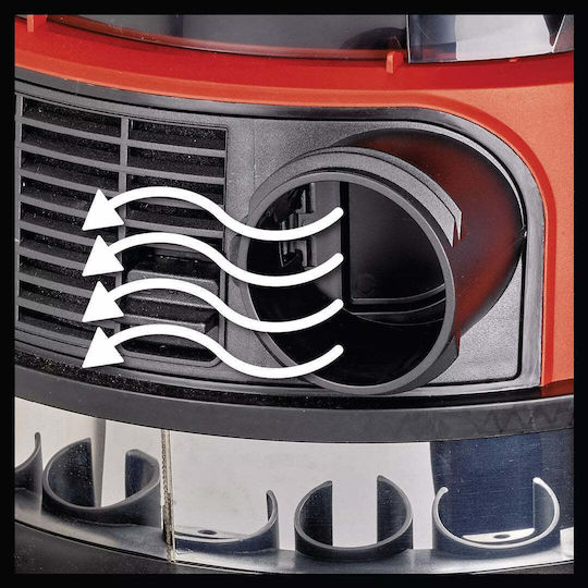 Einhell Te-vc Επαναφορτιζόμενη Σκούπα Υγρών / Στερεών με Ανοξείδωτο Κάδο 30lt Κόκκινη