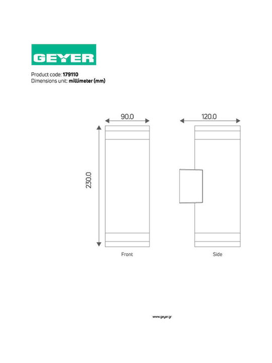 Geyer Стенно Външно Спот Осветление GU10 IP44 12x9x23εκ.