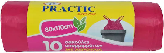 Practic Sacuri de Gunoi Rezistente cu Mânere 80x110cm 10 Buc Roz