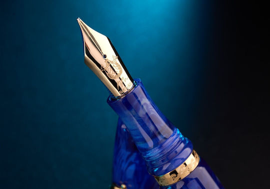 Delta Writing Pen Extra Fine Gold with Blue Ink
