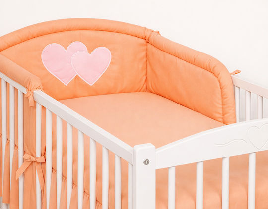 Bobono Crib Bumper Standard Inside Peach Hearts