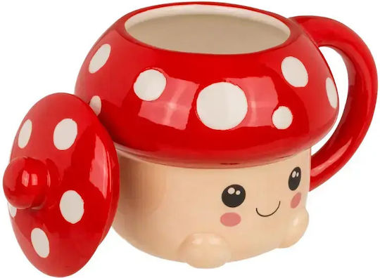 Out of the Blue Kawaii Гъба Керамична Чаша с Капак Бяла 440ml