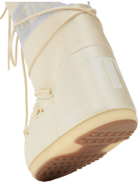 Synthetic Leather Snow Boots with Laces Icon Beige