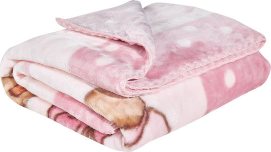 Das Home Relax Samt Kinderbettdecke Braun Rosa 110x140cm