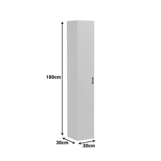 Pakketo Badezimmer-Säulenschrank Boden M30xB30xH180cm Weiß
