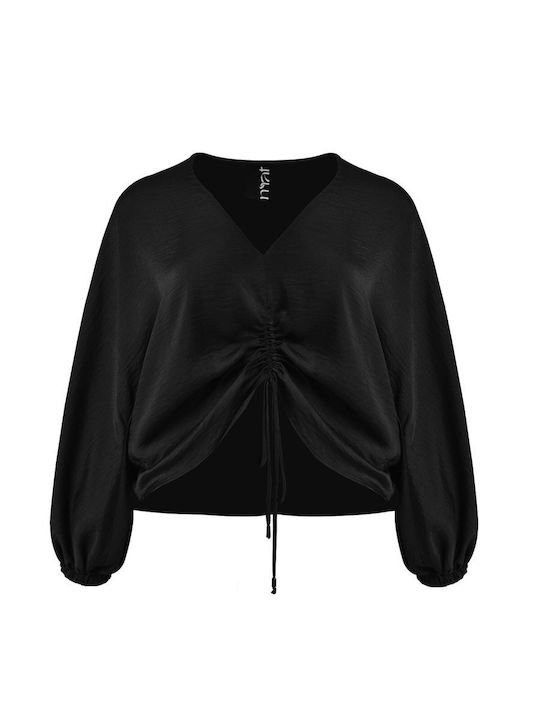 Women's Satin Black Blouse