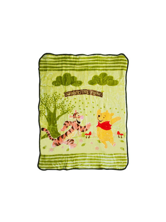 Dimcol Decke Kinderbett Winnie Forest Samt Grün 110x140cm
